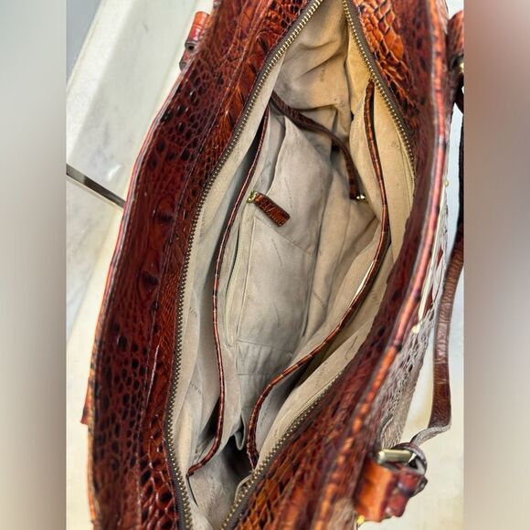 BRAHMIN PARIS PECAN MELBOURNE CROC EMBOSSED LEATHER - Picture 8 of 16